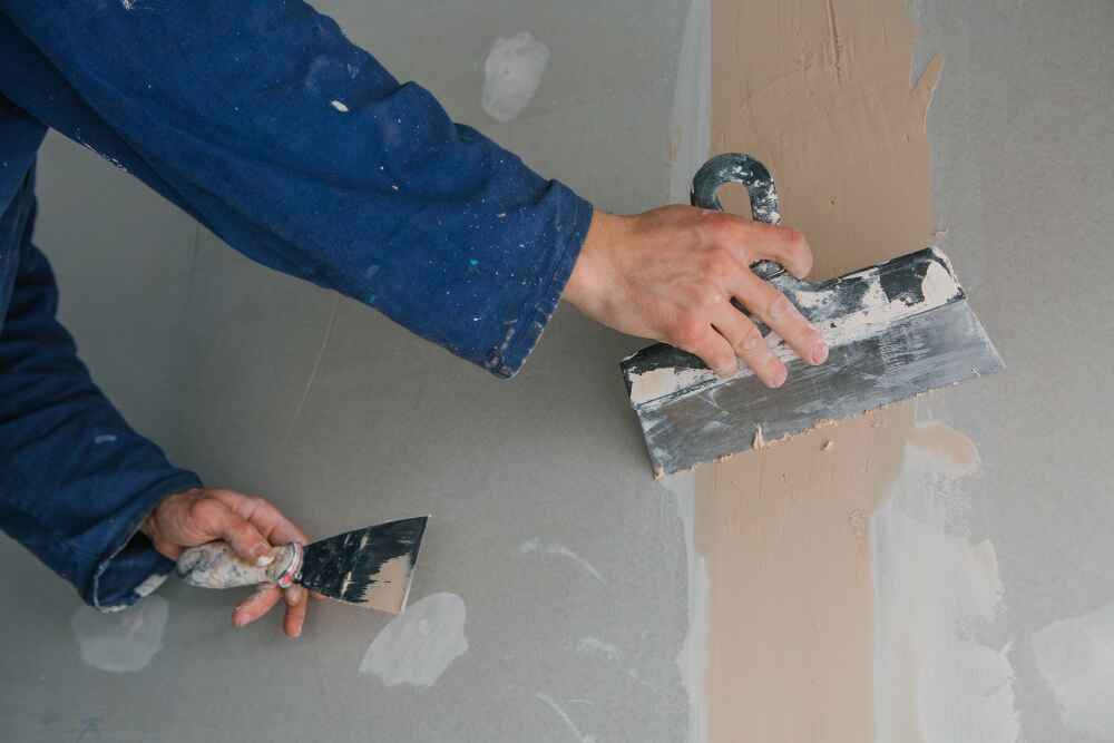 plastering wall